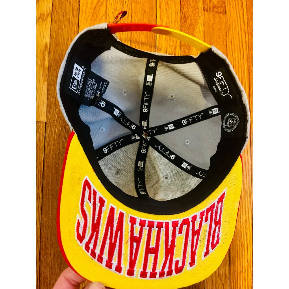 Blackhawks New Era brim lettering 9FIFTY snapback grey embroidered Chicago